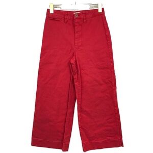 Madewell Americana Emmett Wide Leg Crop Pants 27 High Rise Denim Womens Red